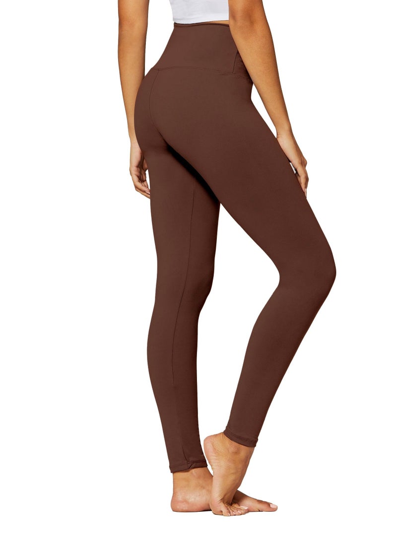 Conceited Leggings for Women - Tummy Control - 5" Waistband - Regular and Plus Size - Brown - Small - Medium - Image 1